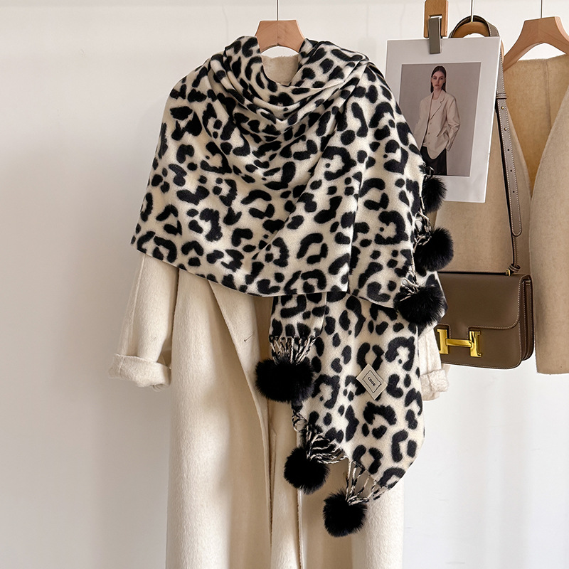 New Luxury Winter Leopard Two- - Shawl Wrap Winter ulasan dan harga