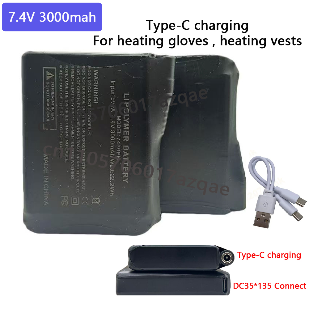 7.4V 3000mah Heated Gloves Bat - Heated Vest Battery ulasan dan harga