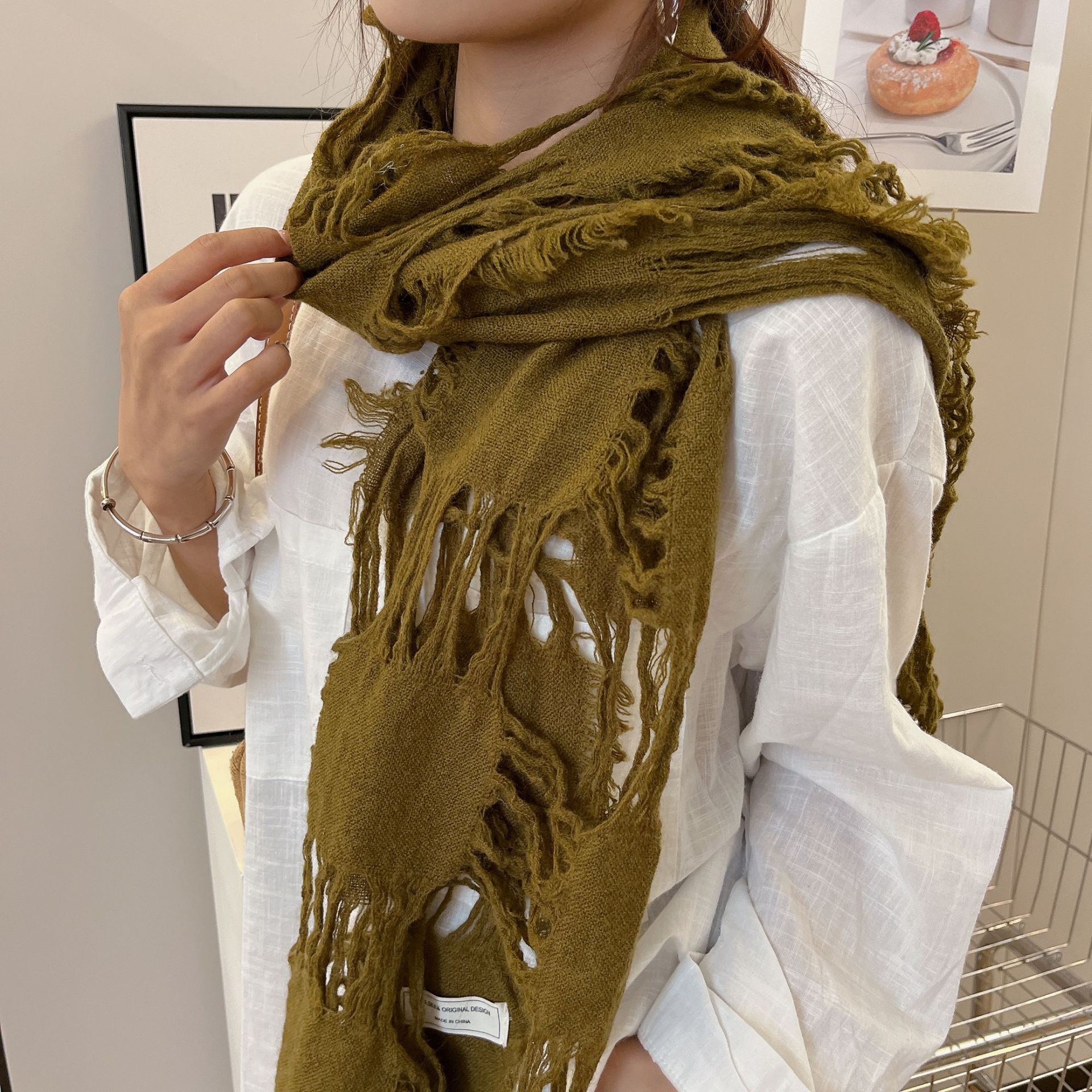 2025 New Fashion Ripped Hole T - Wool Scarf Men ulasan dan harga