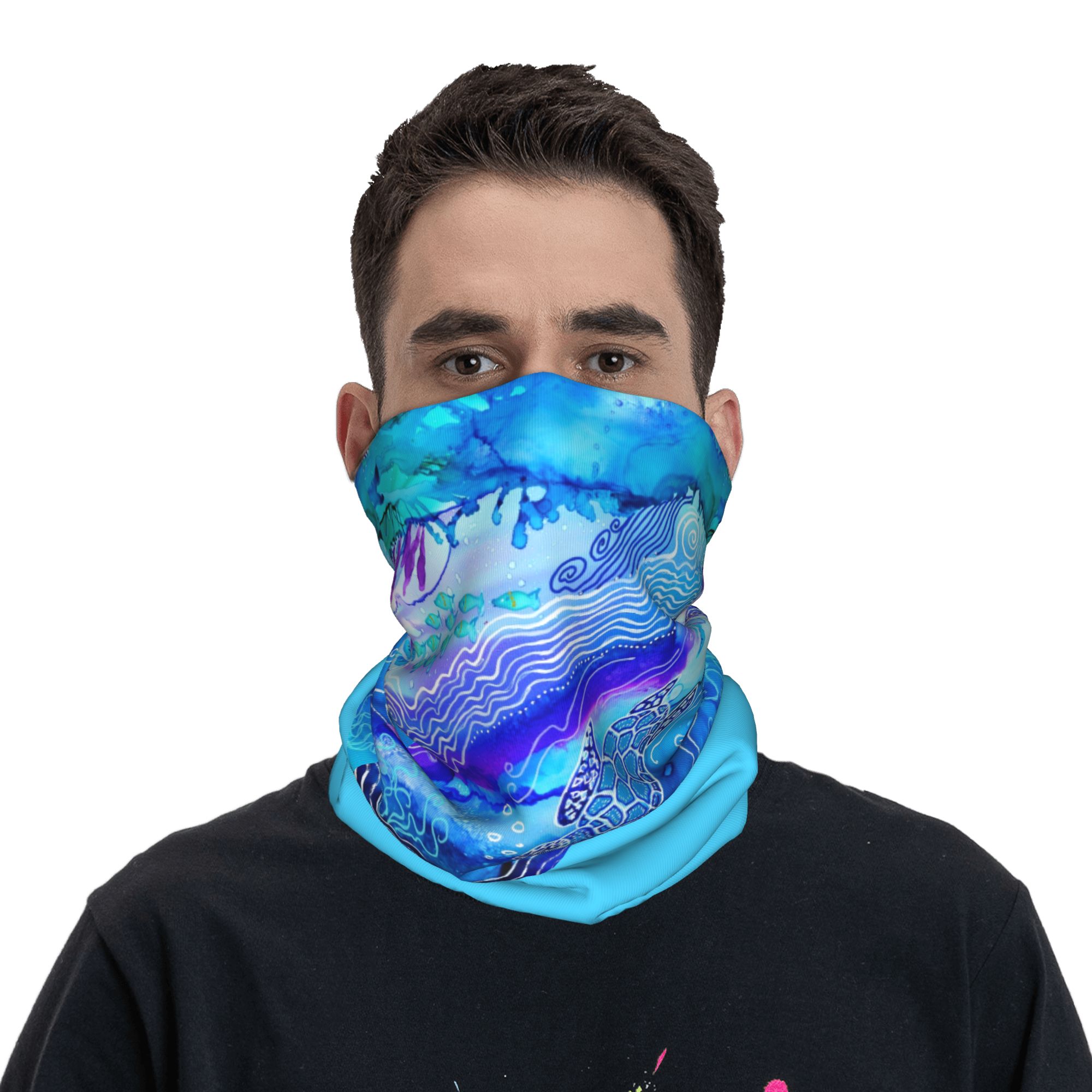 Custom Ocean Turtle Dive Winte - Neck Gaiter Fleece ulasan dan harga