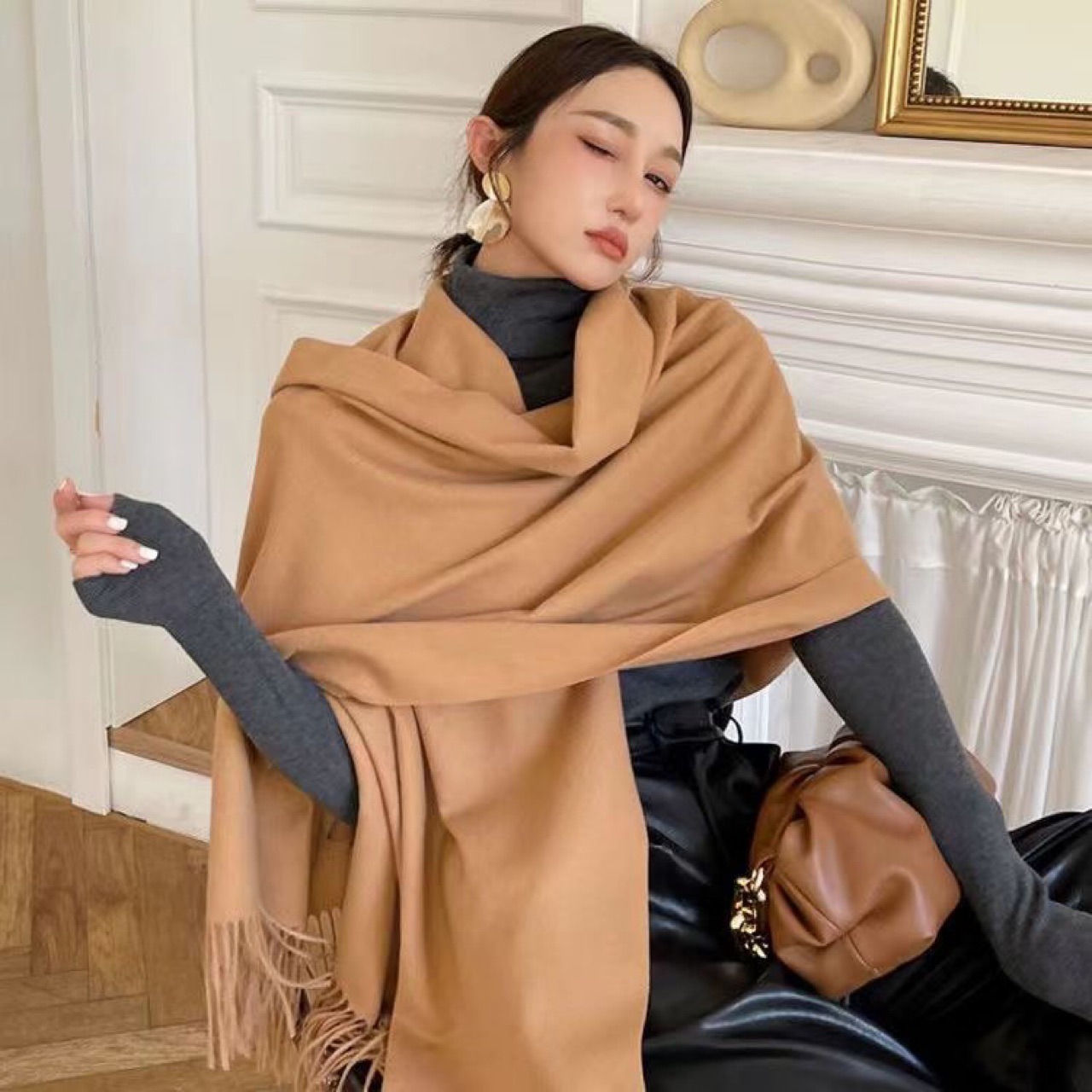 New Black Scarf Cashmere Woman - Wool Scarf Men ulasan dan harga