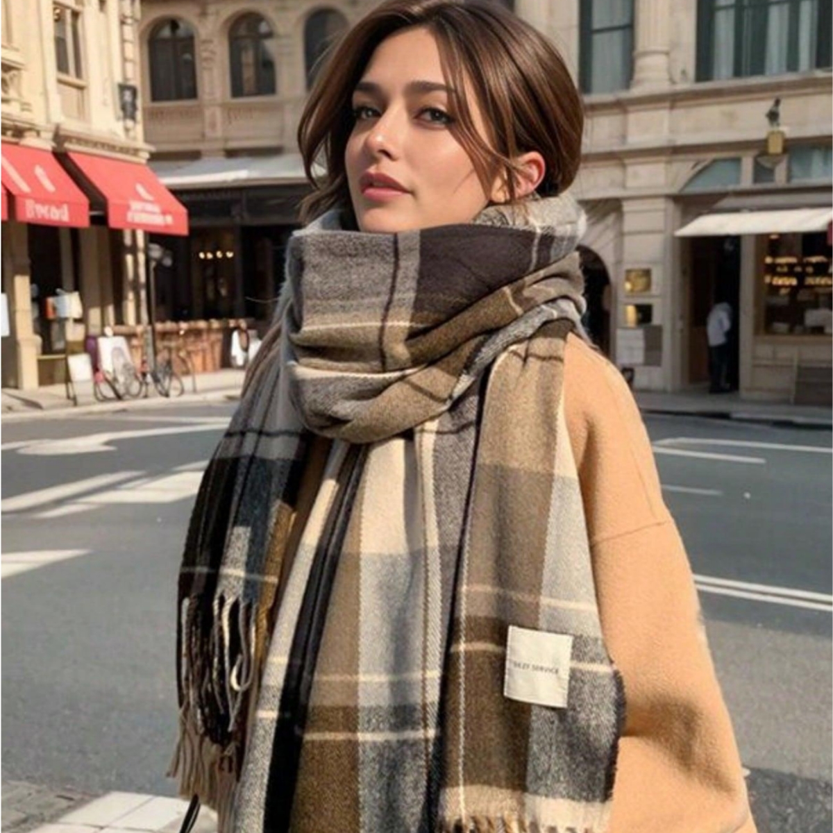 1 pc Fashionable and warm Brit - Wool Scarf Men ulasan dan harga