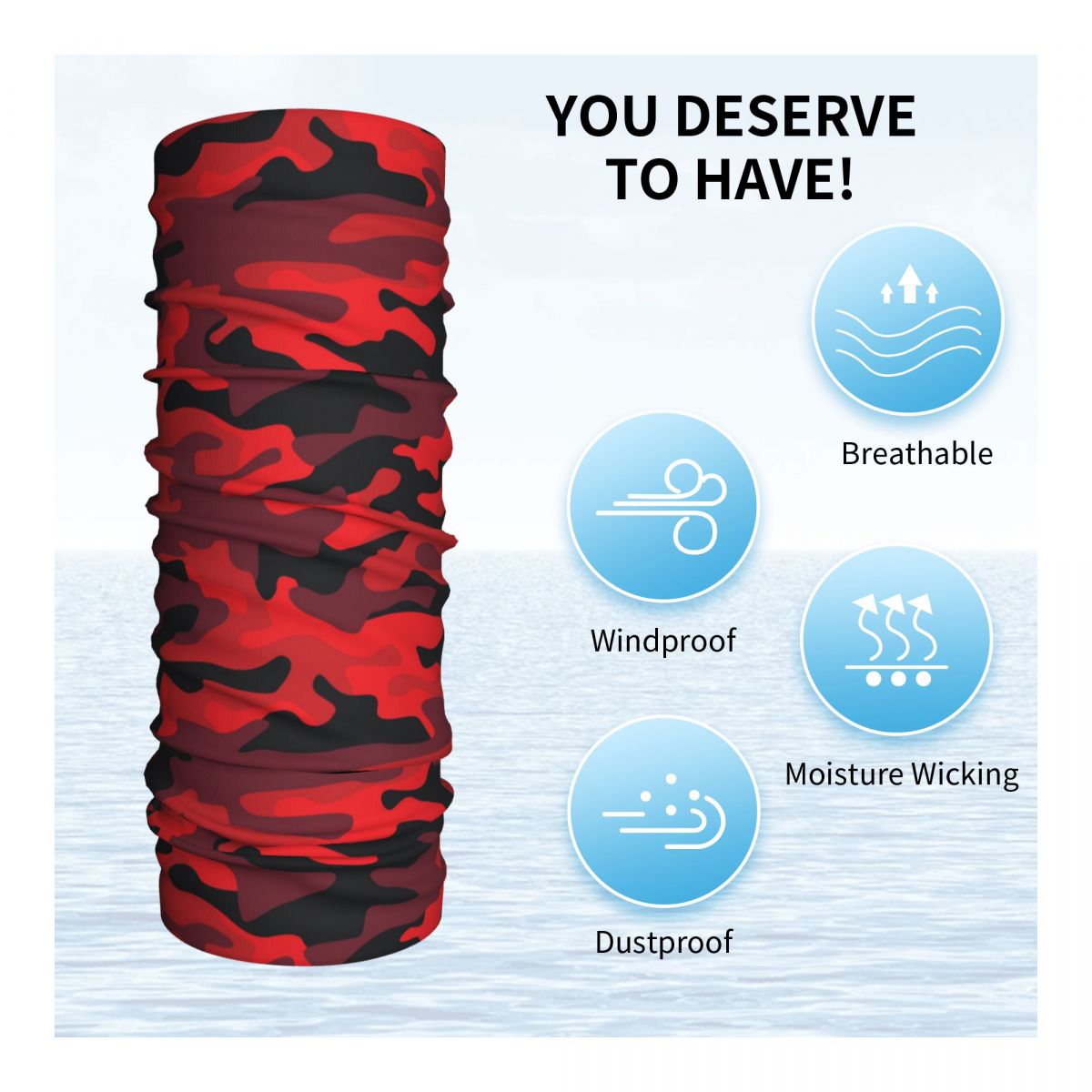 Militaryy Red Camouflage Banda - Neck Gaiter Fleece ulasan dan harga